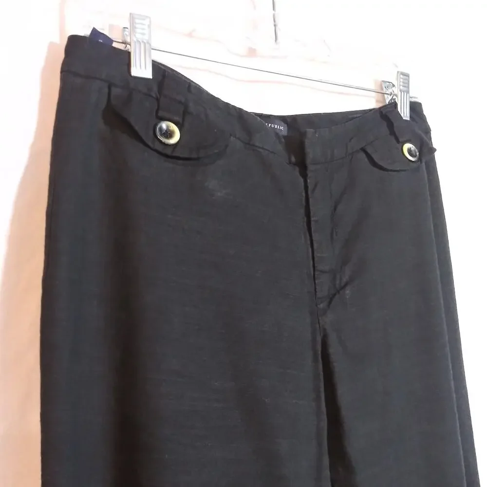 Banana Republic Martin Fit Linen Pants Charcoal Gray Size 6